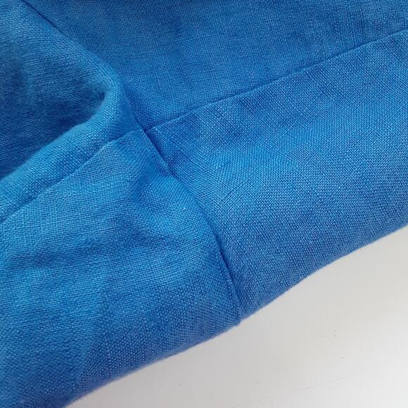 Vintage 100% Linen Wide Leg Trousers Crop Blue Elastic Waist Pedal Pushers 18W - Picture 5 of 13